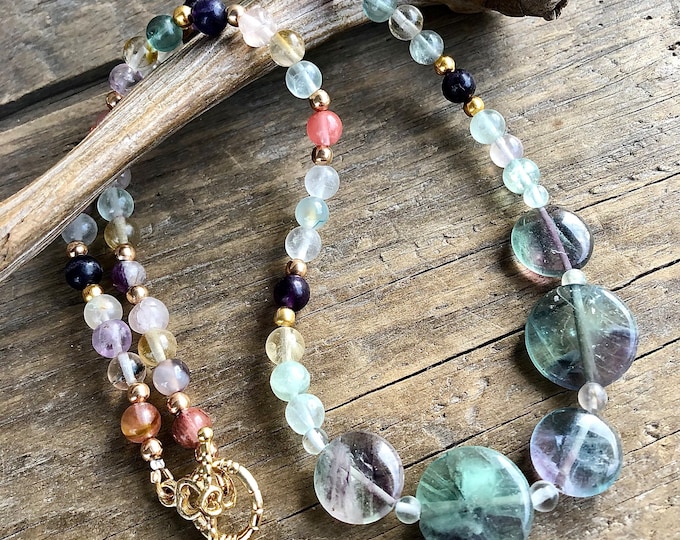 Fluorite & Gold Necklace - 21 inch