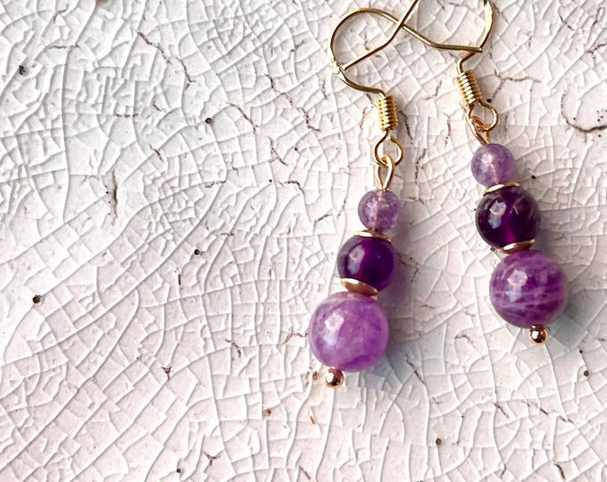 Purple Amethyst & Gold Earrings