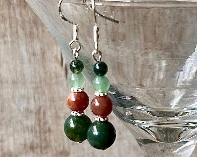 Moss Agate & Aventurine Earrings