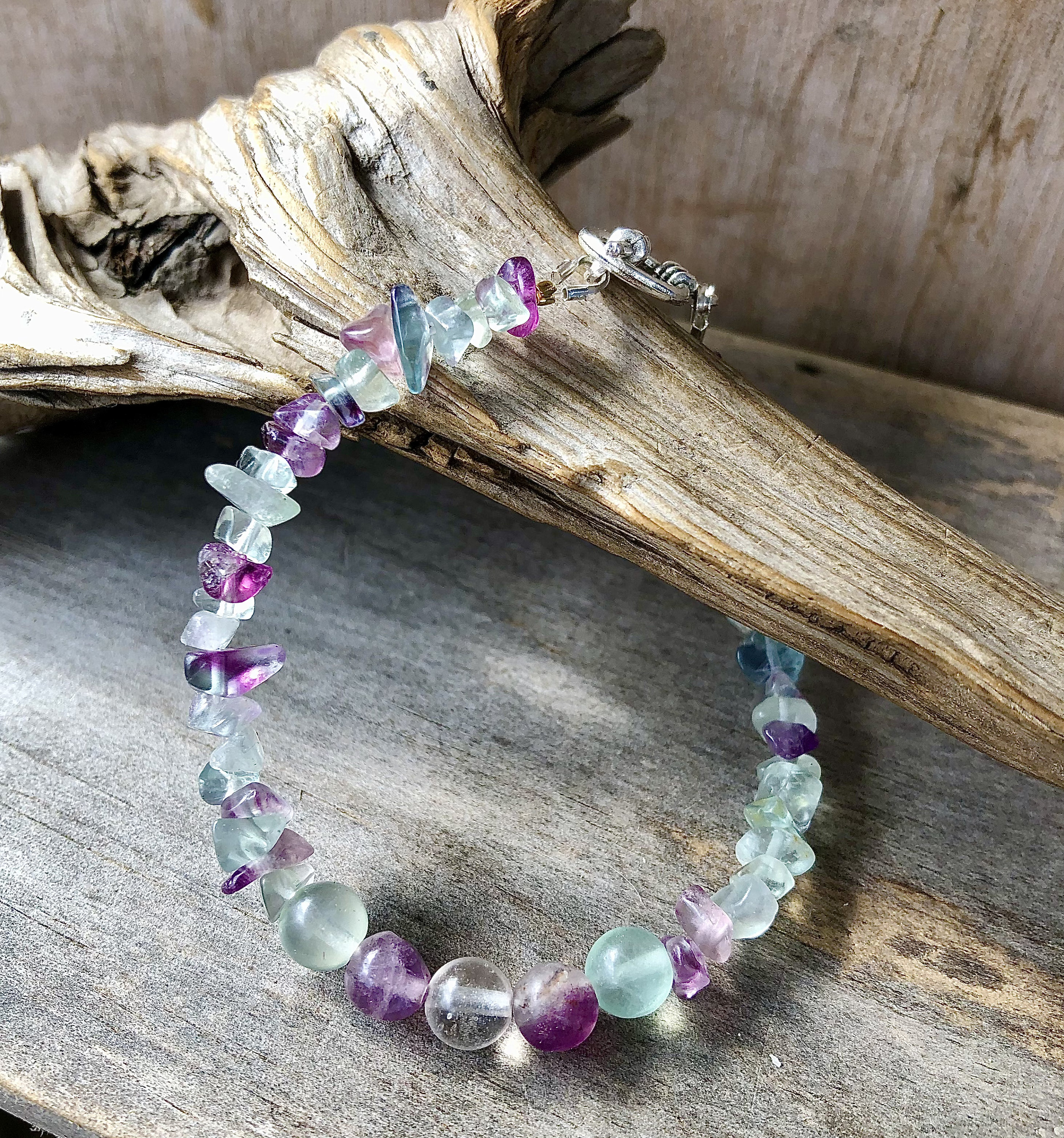 Fluorite Bracelet, Girlfriend Anniversary Gift for Wife - 8 inch*