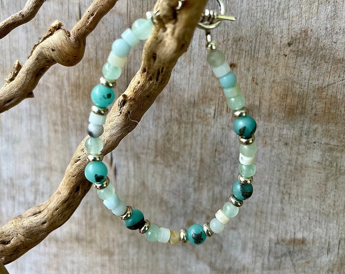 Green Aventurine, Amazonite, Jasper & Silver Bracelet