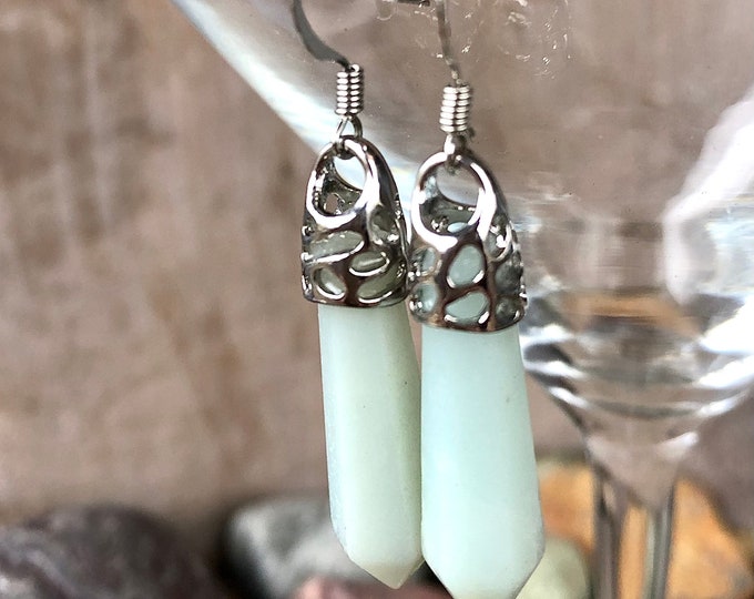 Blue Amazonite Point Earrings