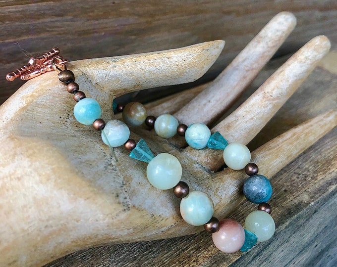 Amazonite Sunstone & Copper Bracelet - 8 inch*