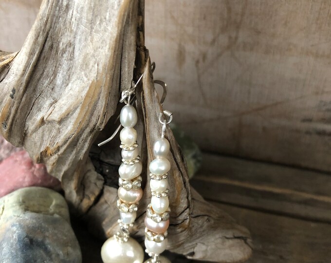 Freshwater Pearl & Crystal Earrings