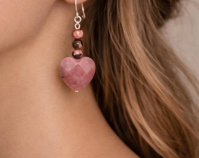 Rhodonite Heart Earrings