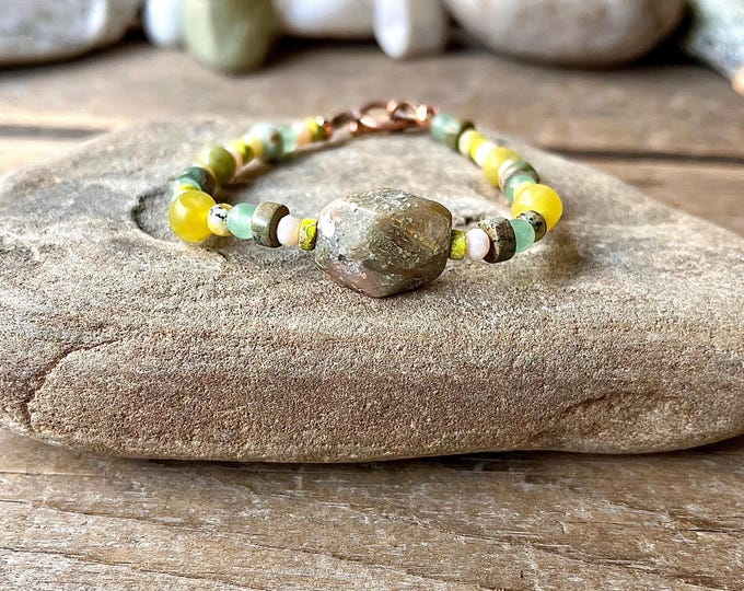 Jade, Jasper, Quartz Crystal & Aventurine Bracelet