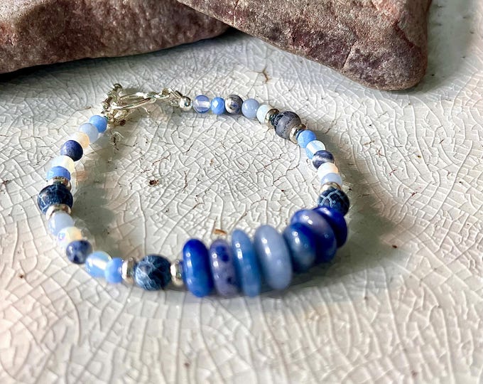 Dragon Veins Agate, Lapis Lazuli, Sodalite, Quartz & Opal Bracelet