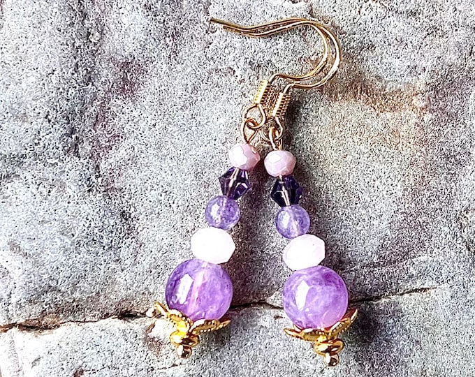Amethyst & Quartz Crystal Earrings