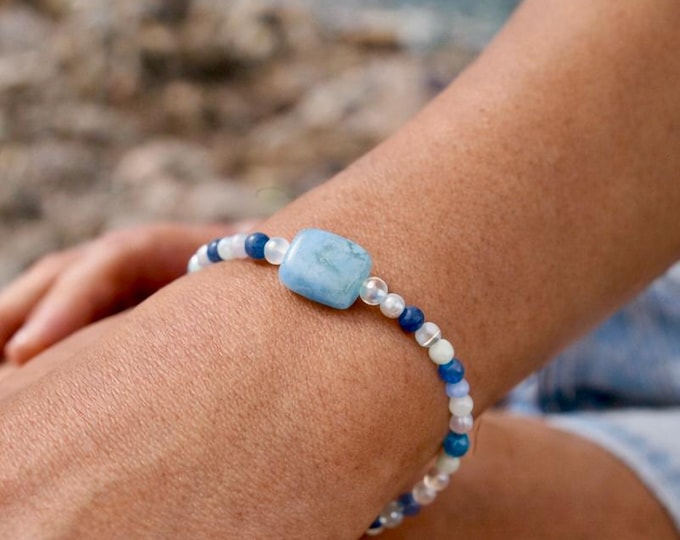 Calming Amazonite & Angelite Gemstone Bracelet