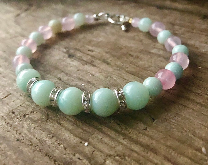 Blue Amazonite & Rose Quartz Bracelet