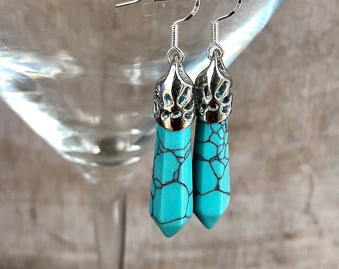 Turquoise Howlite Point Earrings