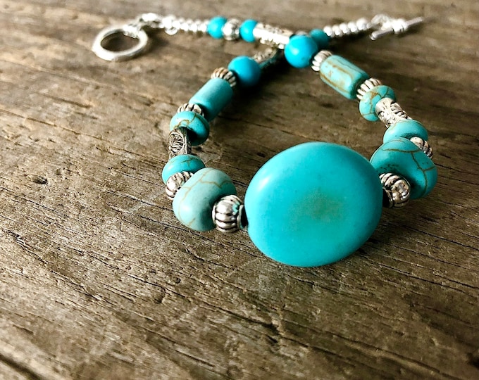 Turquoise &Silver Bracelet - 7.5 inch*