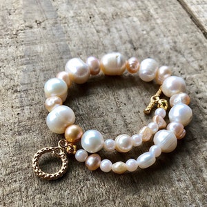 Bohemian Freshwater Pearl Bracelet - Handmade Art Deco Statement Jewelry with Healing Crystals