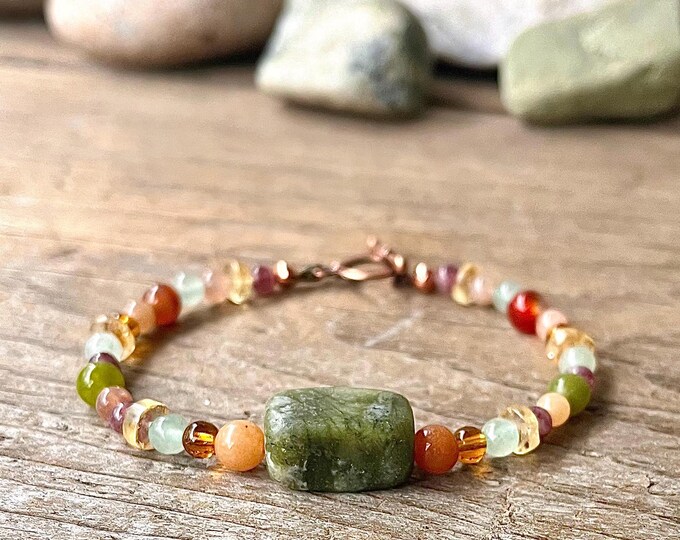 Carnelian, Topaz, Sunstone, Aventurine, Citrine & Jade Bracelet