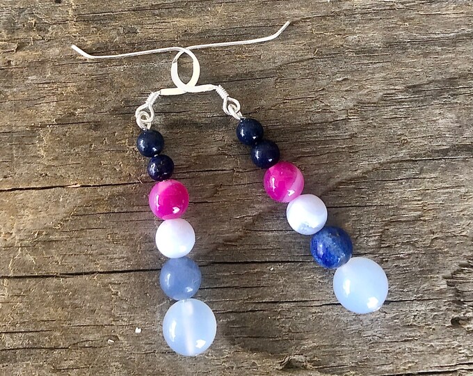 Blue Lace Agate & Lapis Lazuli Earrings - 2.5 inch