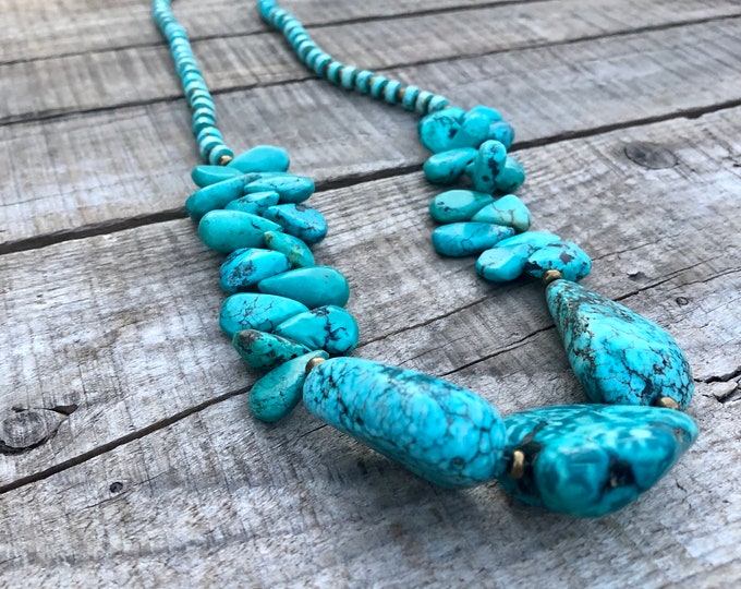 Turquoise & Copper Necklace - 28 inch