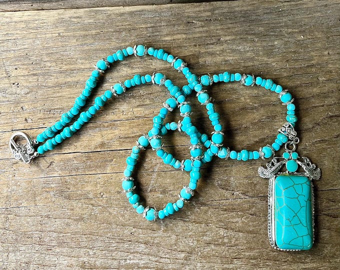 Turquoise, Howlite, Jasper & Silver Necklace