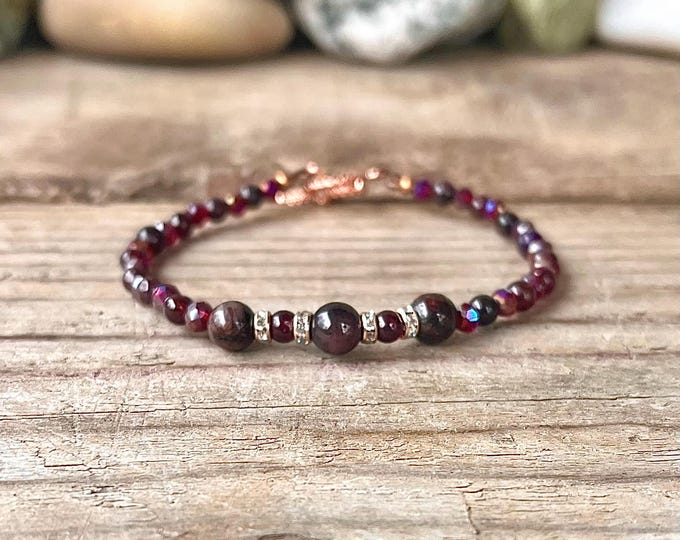 Rich Red Garnet & Gold Bracelet