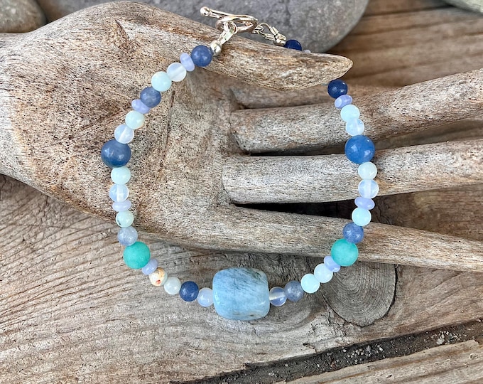 Calming Amazonite & Angelite Gemstone Bracelet