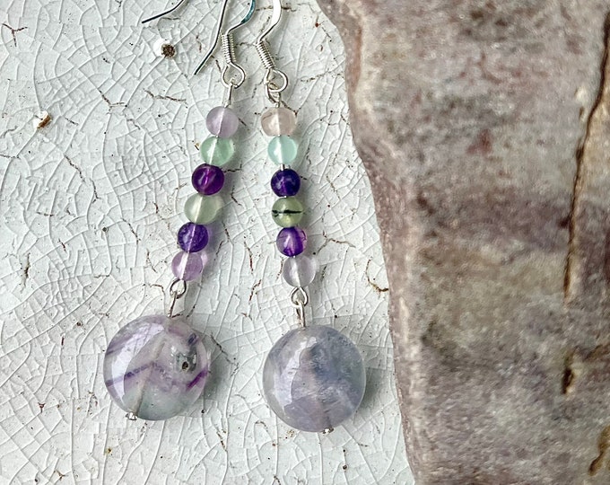 Purple & Green Fluorite Earrings