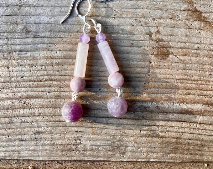 Agate Druzy Crystal Drop & Quartz Crystal Earrings