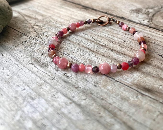 Bohemian Lepidolite & Rose Quartz Healing Crystal Bracelet