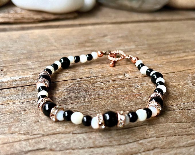 Onyx, Opal, Quartz  & Crystal Gemstone Bracelet