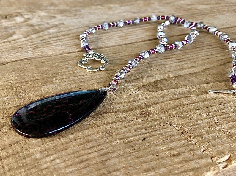 Dragon Veins Agate Freshwater Pearl /& Crystal Necklace Boho Healing Crystals Gemstone Birthday Gift