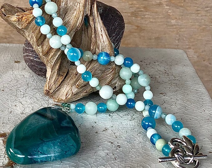 Blue Amazonite & Agate Necklace