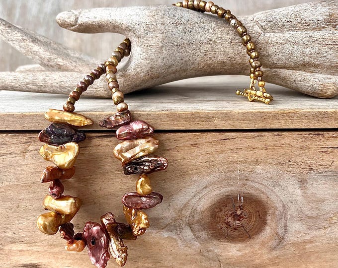 Copper & Gold Freshwater Pearl Necklace
