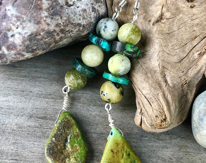 Jade & Turquoise Earrings -3 inch