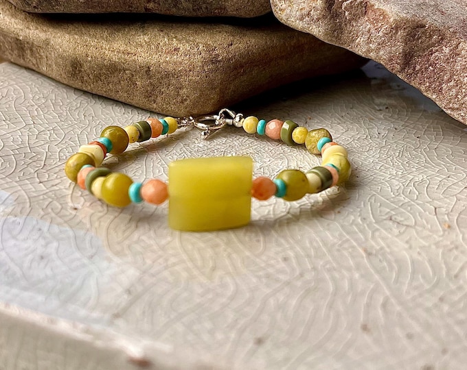Jade, Jasper and Peridot Bracelet