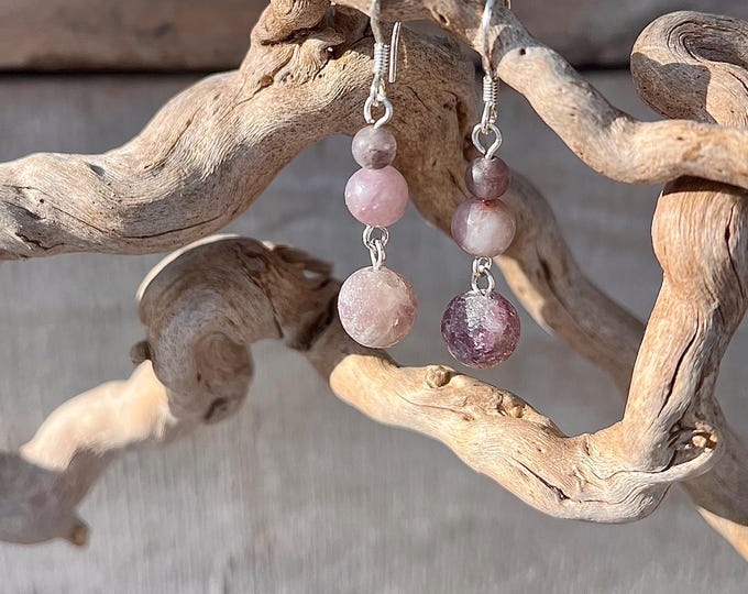 Lilac Stone Lepidolite Earrings