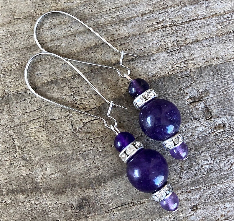 Amethyst /& Crystal Earrings Handmade Gemstone Boho Hippie Healing Statement Earrings Birthday Gift for Her
