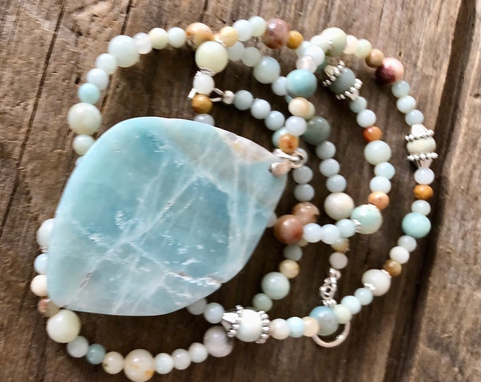 Blue Amazonite Necklace - 22 inch