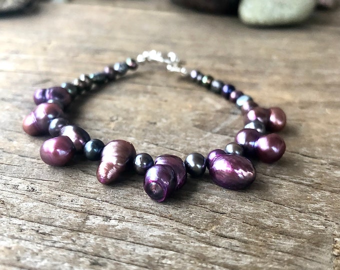 Purple Freshwater Pearl Bracelet - 8 inch*
