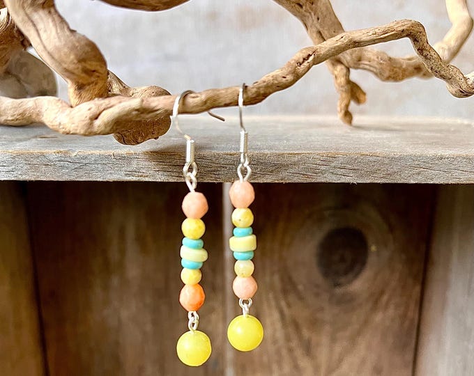 Turquoise, Howlite, Sunstone, & Jade Gemstone Earrings
