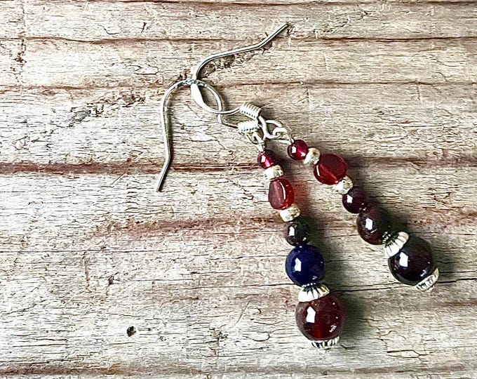 Deep Red Garnet & Silver Earrings