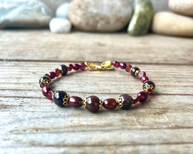 Rich Red Garnet & Gold Bracelet