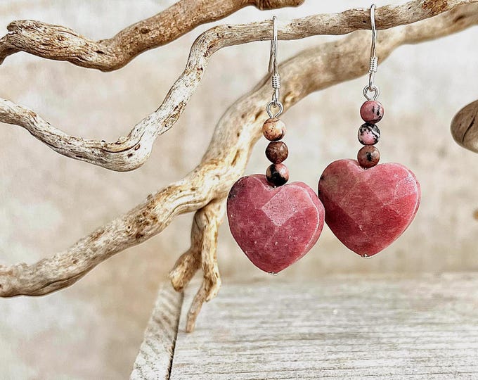 Rhodonite Heart Earrings