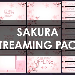 Sakura / Cherry Blossom - Twitch Pack - Banner and Panels