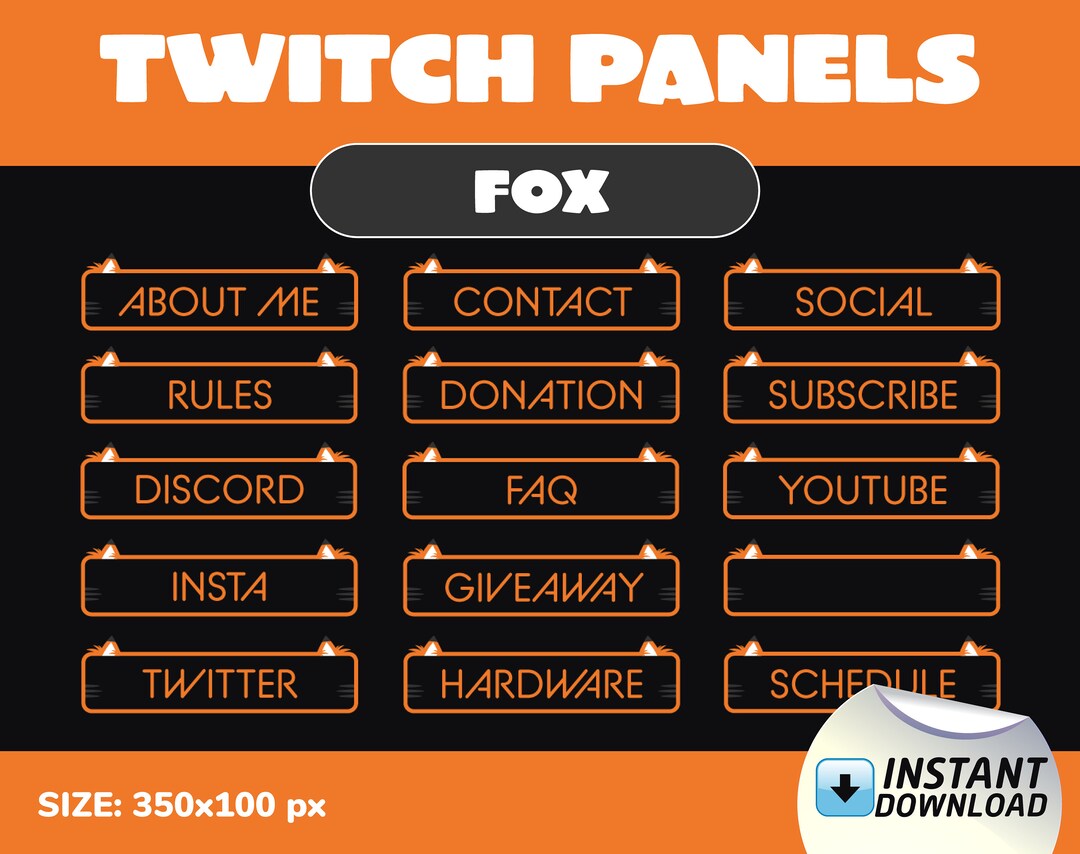 Fox Panel Twitch Panels - Fox - Etsy