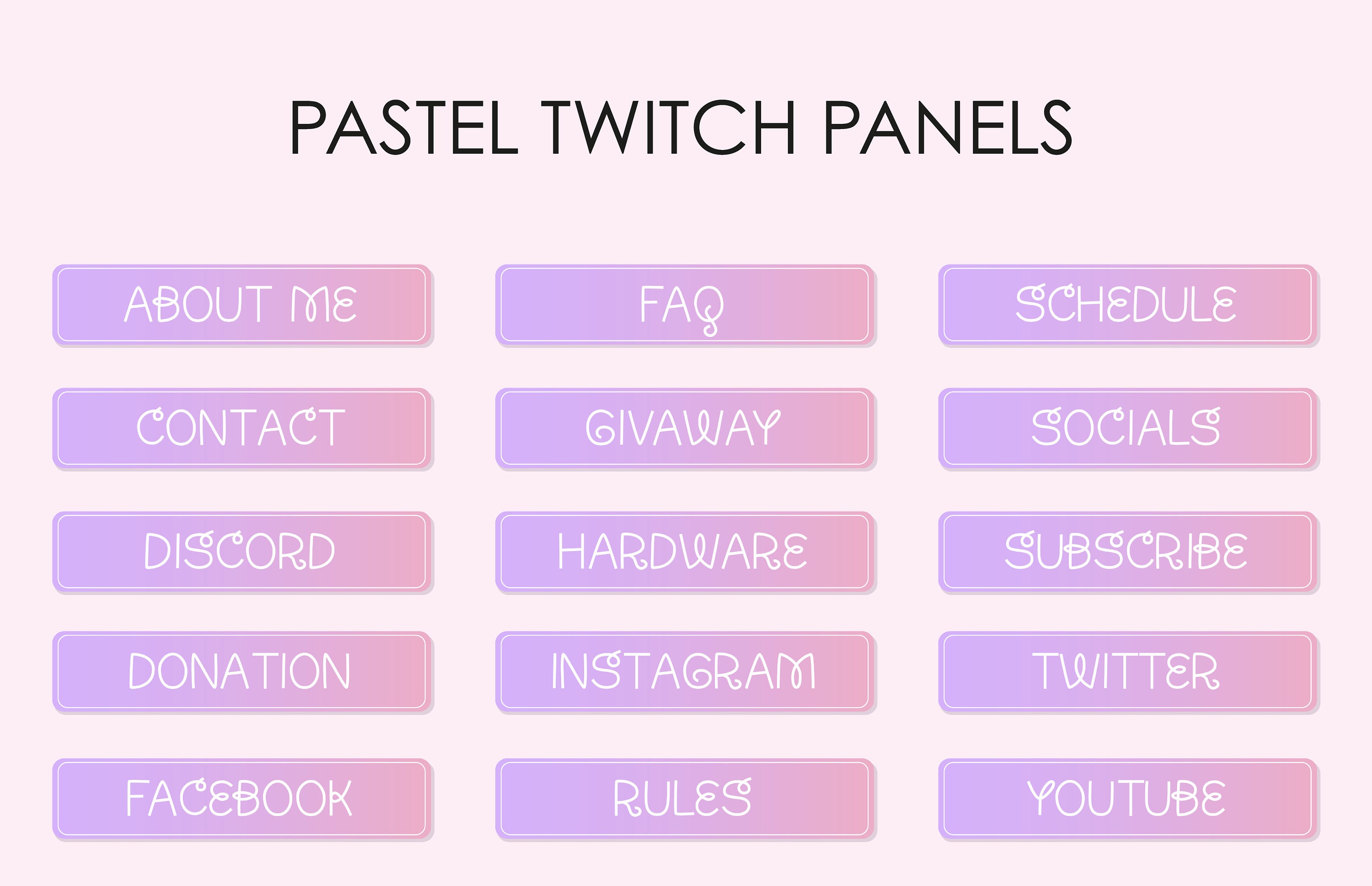 Pastel Twitch Panels Pack of 15 Etsy Australia