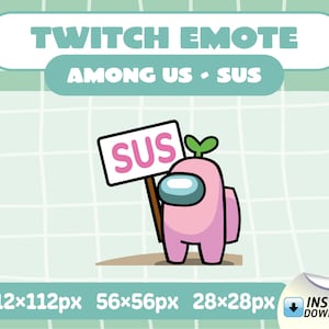 Twitch Emote / Discord Emote - Among Us Inspired - Sus Kawaii Pink