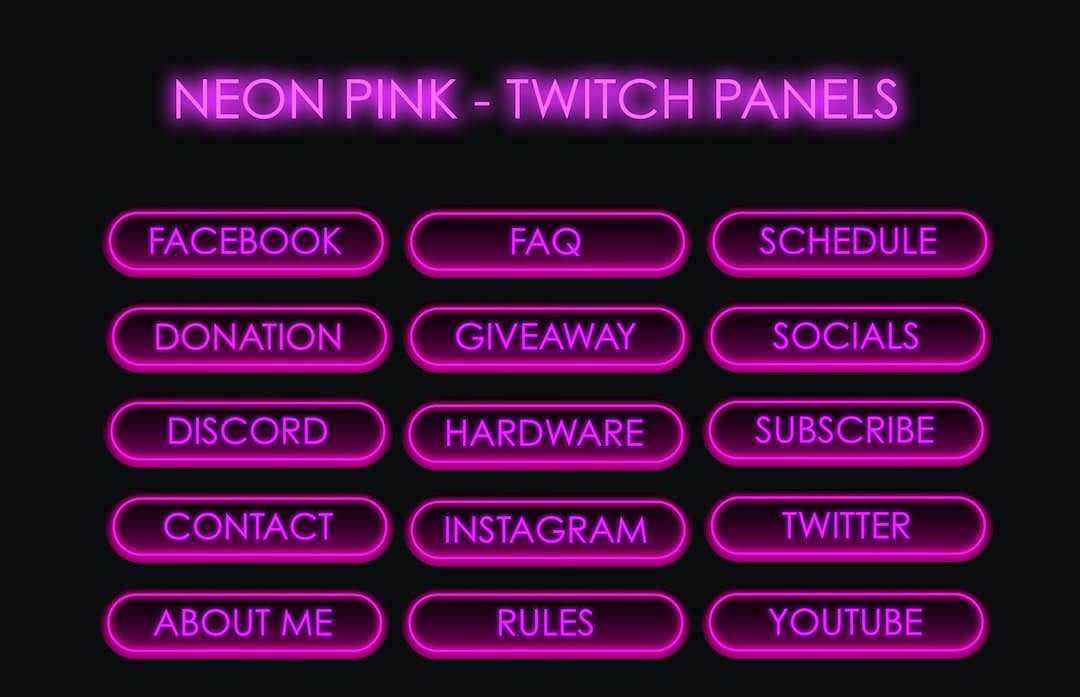 Twitch Panels Neon Pink Etsy.de