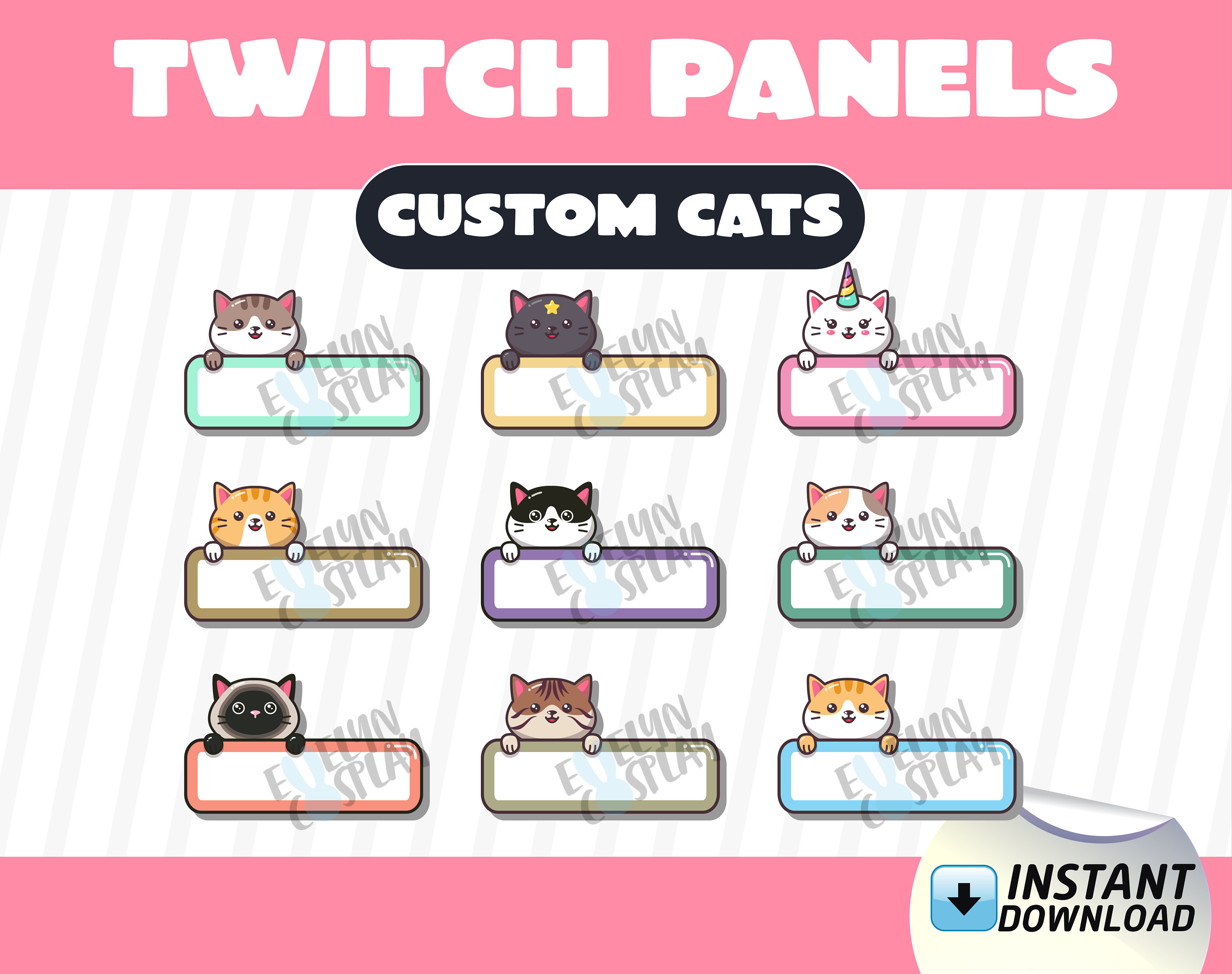 Twitch Panels Custom Cats Etsy