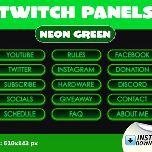 Twitch Panels Neon Green