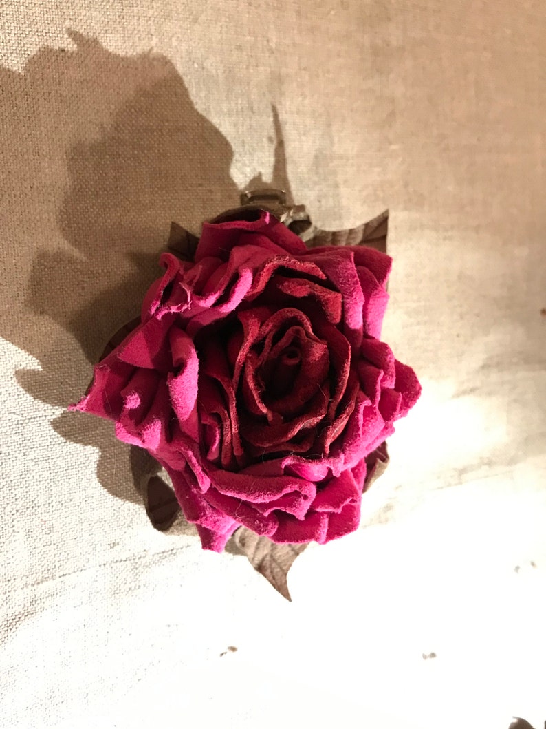 Dome Hollenstein Leather Rustic Barrette Pin Leather rose Beak clip Accessory costume Flowers Hair