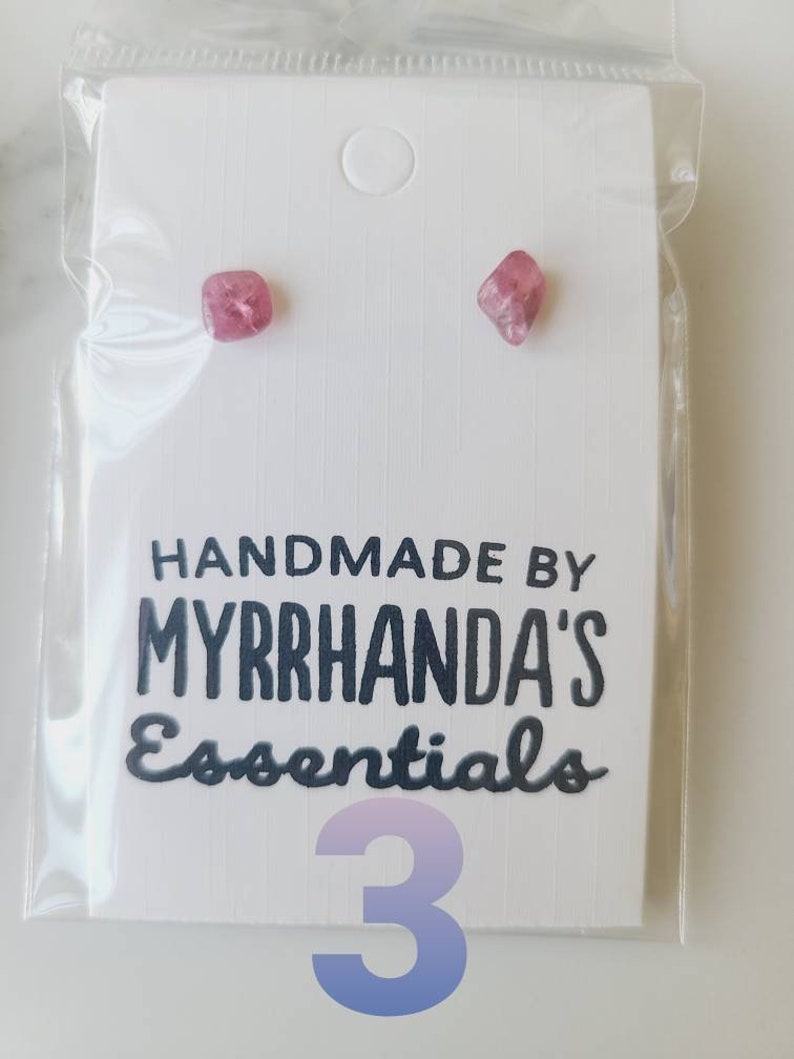 Pink Green Tourmaline earrings crystal gemstone tumbled