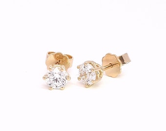 Diamond brilliant stud earrings 750/- yellow gold 18 carat gold with 2 brilliant-cut diamonds totaling 1.04 ct IF/F